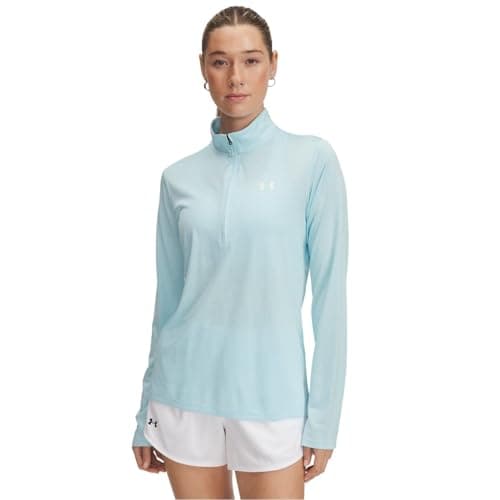 Image of Under Armour Womens Tech Half Zip Top Stream/White 10