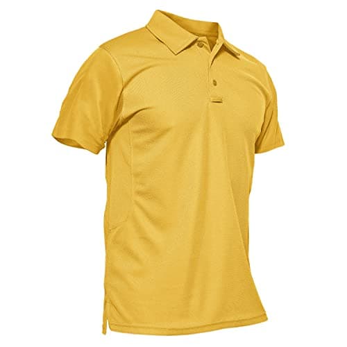 Image of KEFITEVD Mens Polo Athletic Shirts Quick Dry Moisture Wicking Golf Shirts Work Summer Breathable Tops,Yellow,3XL