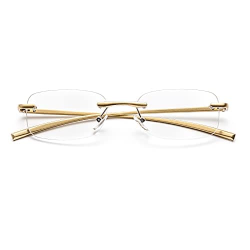 Image of ZUVGEES Rimless Clear Reading Glasses Blue Light Blocking Readers for Men and Women (Gold, 1.50)