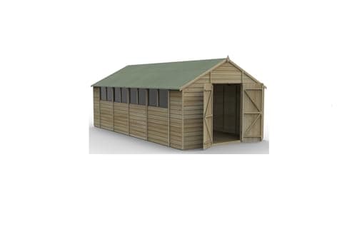 Image of Forest Garden 10x20 Wooden Shed |4Life Apex Overlap|Double Door|8 Window|Large Outdoor Storage|25 Year Anti-Rot Guarantee
