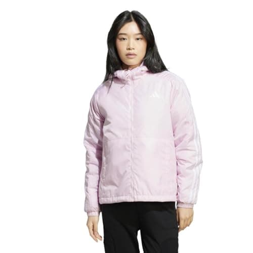 Image of adidas Women's Essentials 3-Stripes Insulated Hooded Jacket, Clear Pink, M