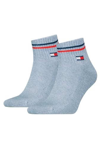 Image of Tommy Hilfiger Unisex Quarter Socks, Blue, 9-11 UK