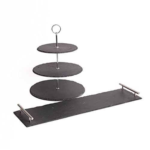 Image of Artesà Appetiser Slate 3-Tier Serving Stand and Serving Platter Set