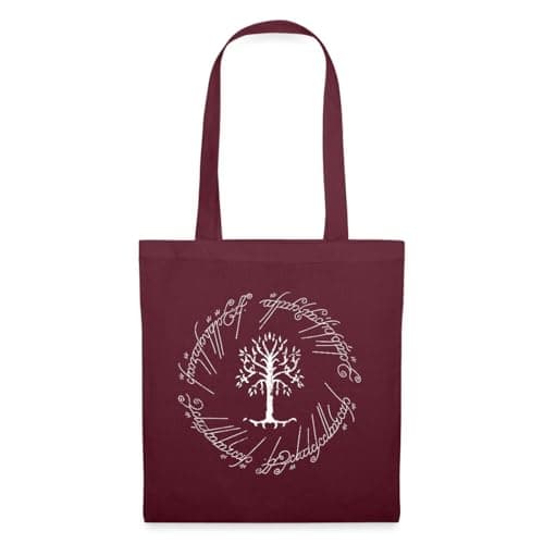 Image of Spreadshirt The Lord Of The Rings The White Tree Of Gondor Tote Bag, One Size, burgundy