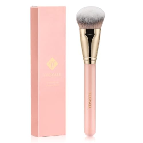 Image of TEOYALL Flat Angled Foundation Brush, Large Dense Synthetic Bristles Kabuki Brush for Base Makeup with Liquid Cream Powder