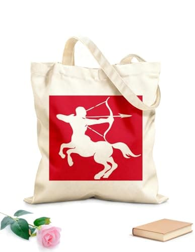 Image of XIARON Polyester Cotton Beach Bag Centaur Creature Greek Mytholog Head Body 340g/m² thick fabric Skin-friendly material L Carmine Red