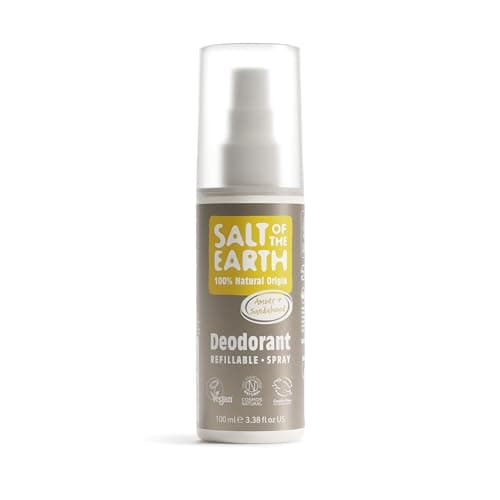 Image of Salt of the Earth - Refillable Natural Deodorant Spray - Vegan & Cruelty Free - Certified 100% Natural Origin Ingredients - Suitable for Men, Women & Kids - Amber & Sandalwood - 100ml