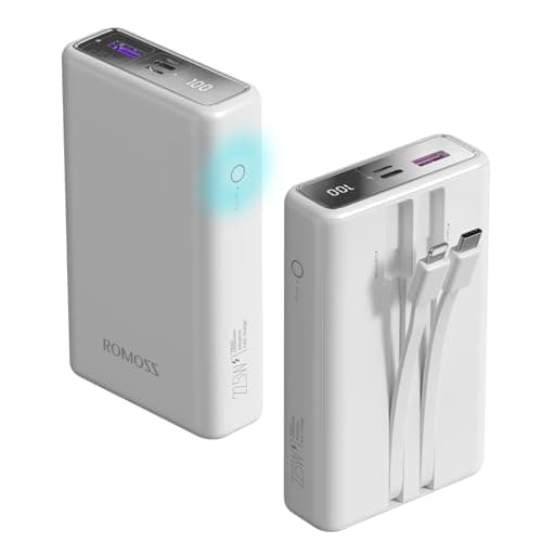 Image of ROMOSS Touch Button PAC20 Portable Charger 20000mAh, PD 22.5W Fast Charging Power Bank with Built in Cables, 3 Output 2 Input USB C Battery Pack Phone Charger for iPhone 17/16/15, Galaxy, Google etc