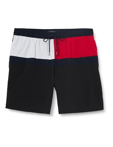 Image of Tommy Hilfiger Men’s Long Drawstring Swim Shorts, Black (Black), L