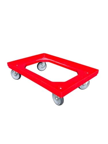 Image of Heavy Duty Dolly Transport Trolley for 600 x 400mm Euro boxes - 300kg Load Capacity. 4 Swivel Wheels Office & Home Move Red