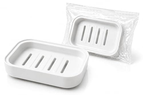 Image of Soap Dish with Drainage – Compact Plastic Soap Holder, Fast-Dry Draining Tray, Non-Slip & Easy to Clean – Ideal for Bathroom, Shower, Kitchen – White