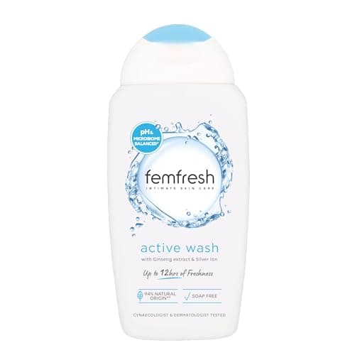 Image of Femfresh Active Intimate Wash, Feminine Hygiene Shower Gel Cleanser, pH Balanced, Soap Free Feminine Wash with Ginseng & Antioxidants, Long-Lasting Freshness, 250ml