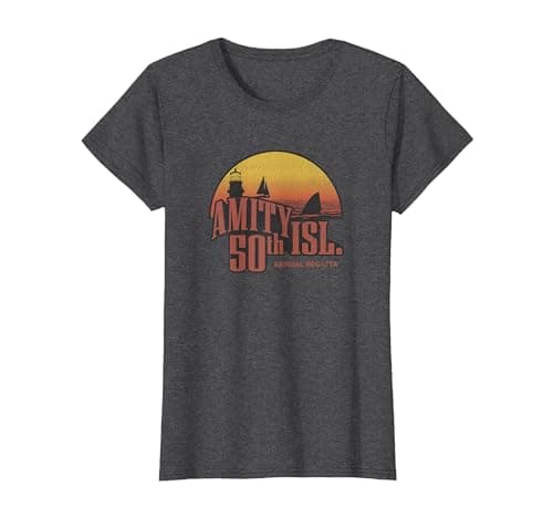 Image of Jaws Amity Island 50th Annual Regatta T-Shirt, Women, Dark Heather Grey, Medium