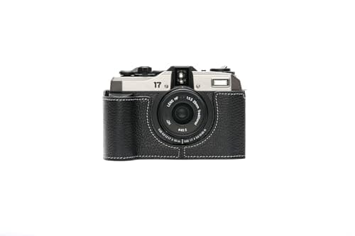 Image of Handmade Genuine Leather Half Camera Case for Pentax 17, black, Classic