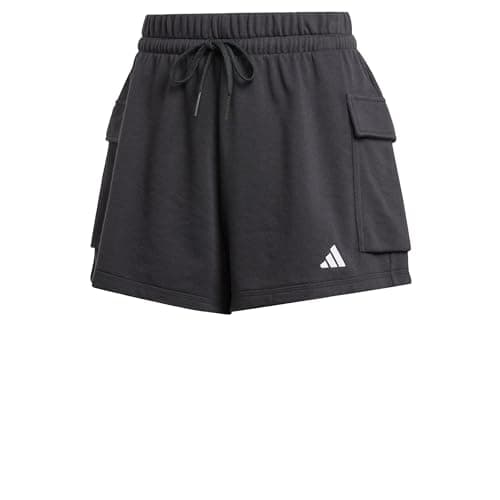 Image of adidas Women's Essentials Small Logo French Terry Cargo Shorts, Black/White, XL