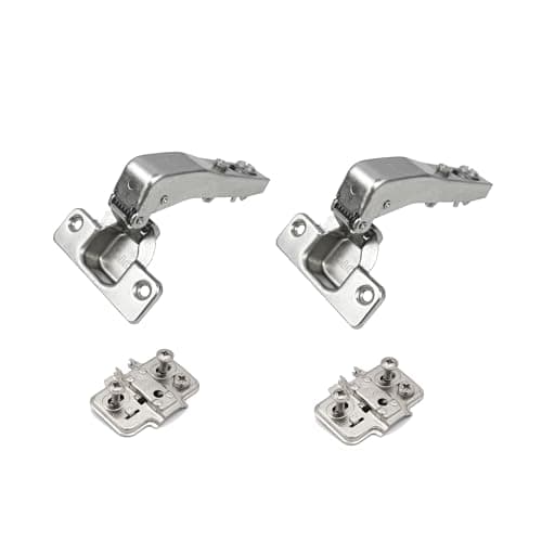 Image of Premio (DTC) Soft Close Cabinet Hinges – Full Overlay Nickel Kitchen Door Hinges with Adjustable Wood Screw Plate – Soft Closing Concealed Cabinet Hinges (2 Pack) (90 Degree (2 Pack))