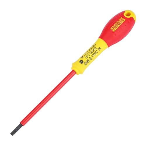 Image of Stanley 0-65-412 Fat Max Screwdriver Insulated Slotted 4X100Mm-Red And Yellow