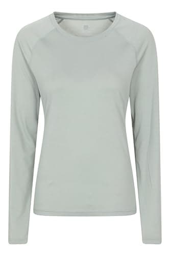 Image of Mountain Warehouse IsoCool Dynamic Womens Top - Comfortable Ladies Tshirt, Long Sleeve Top, Lightweight, Fast Dry, Breathable - for Spring Summer & Travelling Light Khaki Women's Size 10