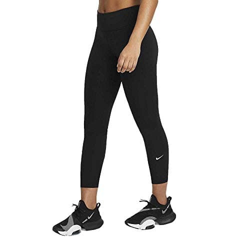 Image of NIKE DD0247-010 W ONE Tight MR Crop 2.0 Leggings Womens Black/(White) S