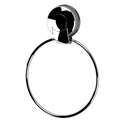 Image of PushLoc Chrome Towel Ring – Wall-Mounted Suction, Tool-Free Installation, Bathroom Hand Towel Holder