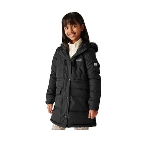 Image of Regatta Kids Fabrizia II Quilted Jacket Water Repellent Reflective Trims Insulated Winter Coat