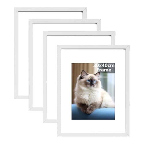 Image of RUN HELIX 30x40 cm Picture Frame Set of 4, White Picture Frames 30 x 40, photo Frames,Plexiglass, Poster Frames with Wall Hanging