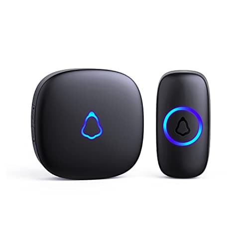 Image of SECRUI Wireless Doorbell, Plug in Waterproof Battery Operated Cordless Doorbell Operating at 1,000 Feet Long Range with 58 Chimes 5 Volume Levels LED Light Easy Install for Home, School, Office,Black