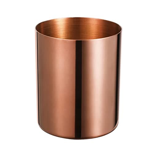 Image of Rose Gold 304 Stainless Steel Pen Holder – Vacuum Plated Fade-Proof Desk Organiser for Stationery & Makeup Brushes