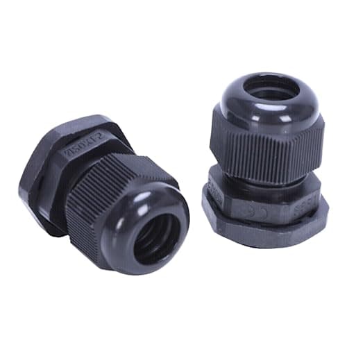 Image of Waterproof Cable Glands - Black Nylon Compression Cable Gland with Locking Nut Waterproof IP68 (Pack of 2 - M20 - Suitable for 10mm-14mm Cables)