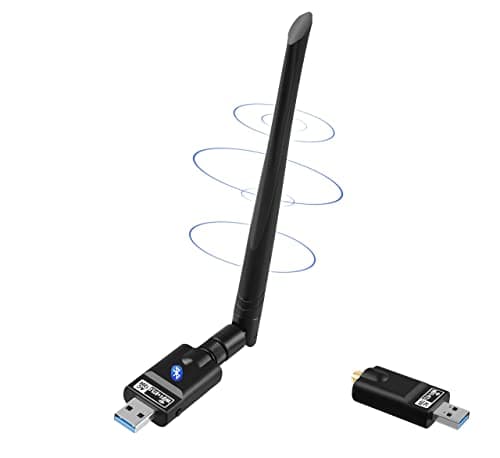 Image of WiFi Dongle 1300Mbps,WiFi Adapter with Bluetooth 5.0 Transmitter Receiver 802.11 AC Dual Band 5GHz/2.4GHz Fast USB 3.0 High Gain Antenna Computer Network Wireless Adapter Supports Windows Mac Linux
