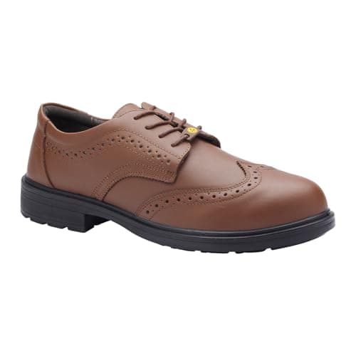 Image of Blackrock ESD Brogue Smart Safety Shoes, Composite, Brown, Metal-Free Toe Cap Shoes, Smart, Leather, Brogue, Office Safety Footwear, UK Size 10 / EU 44