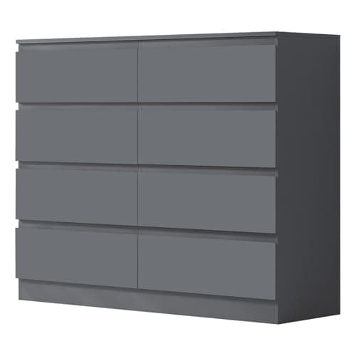 Image of FWStyle Matt Grey XL 8 Drawer Chest.Modern Bedroom Furniture Chest of Drawers, W110 x H99 x D40cm