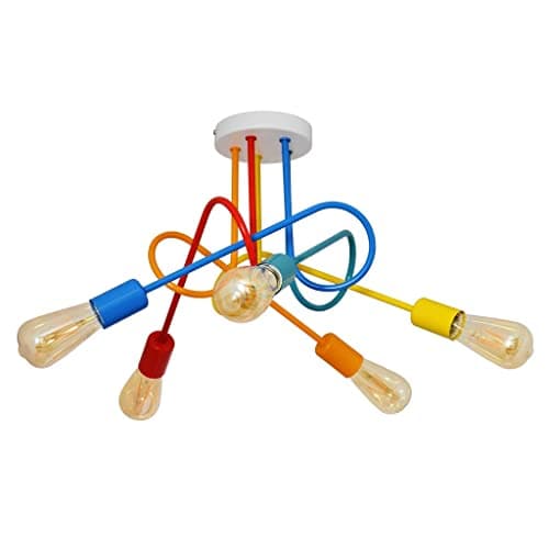 Image of Helam Oxford Multi Arm Semi Flush Ceiling Light Multi-Coloured 50cm