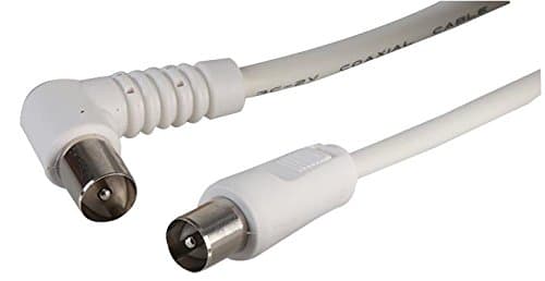 Image of PRO SIGNAL JR9009B/2M WHITE-ROHS TV Aerial Lead, 90 Degree Coax Plug to Straight Coax Plug, 2m White