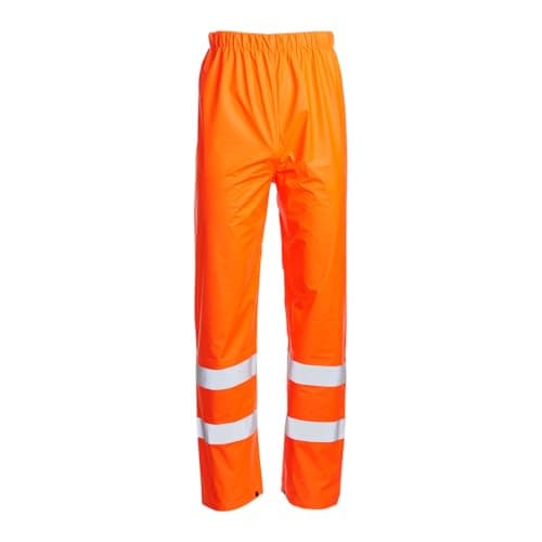 Image of Blackrock Rail Orange Hi Vis PU Waterproof Overtrousers, Reflective High Viz Visibility Safety Work Trousers Men's & Women's, Rain Waterproof Pants, Workwear Overalls, Fully EN Certified, Size Large