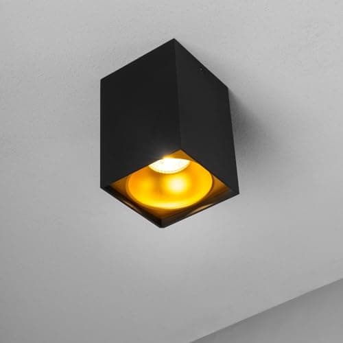 Image of CGC Lighting Spotlight Round Square Cylinder Reflector Ceiling Downlight Hotel Style Spot Down Light Surface Mount (Black, Square)