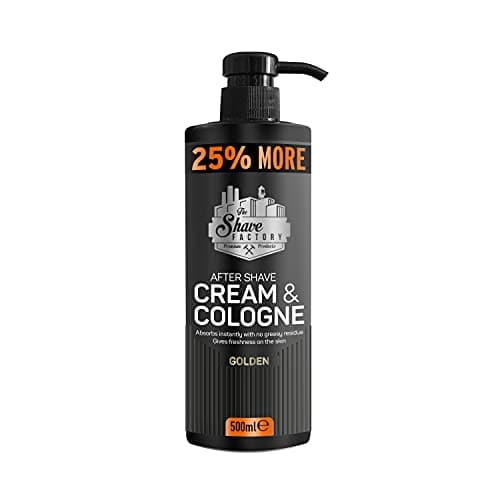 Image of The Shave Factory After Shave Cream & Cologne 2in1 500ml 25% MORE - For Professional Barbers/Hairdressers and Traditional Shaving Enthusiasts (Golden)