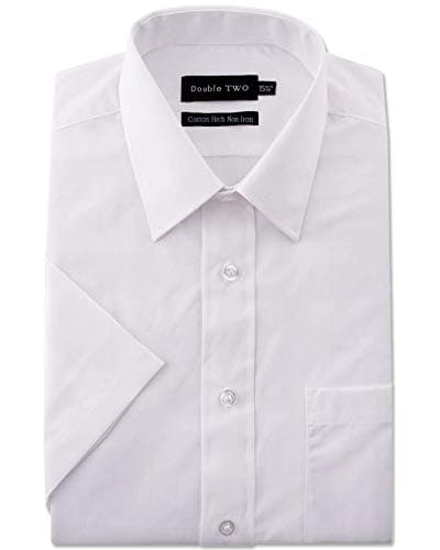 Image of Double TWO Mens Short Sleeved Non Iron Cotton Rich Shirts (4500) in White in 15.5