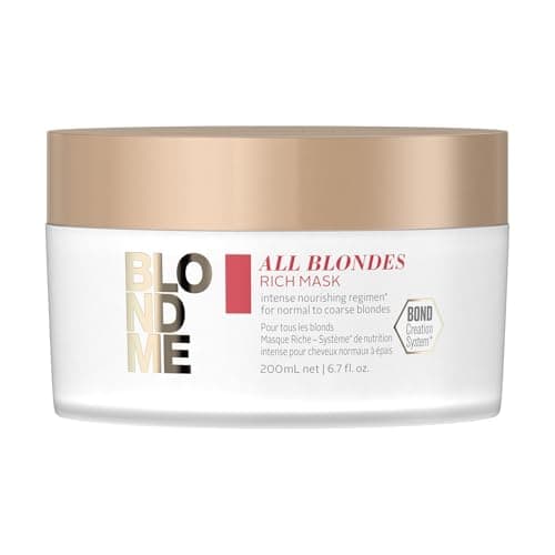 Image of Schwarzkopf Professional BLONDME All Blondes Rich Mask For Colored Lighthened Bleached Hair 3D Bond Creation Technology Cashmere Protein Complex Smoothing Intense Nourishing Moisturizing 200 ml