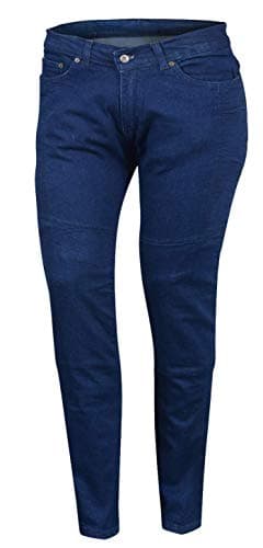 Image of Bikers Gear Australia Women's Kj0014-18 Ladies Stretch Kevlar Lined Motorcycle Protective Blue Jeans with Removable CE Armour, Blue, 18 UK
