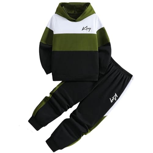Image of Xumplo Boys Outfits Toddler Boy 2 Piece Hoodie Trousers Clothing Sets Kids Long Sleeve Color Block Clothes Set Tracksuits 2-3 Years