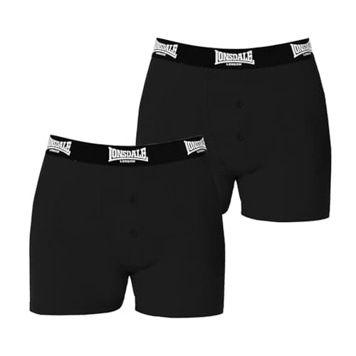 Image of Lonsdale Mens 2 Pack Boxers Black M