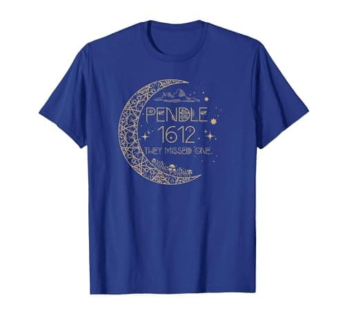 Image of Pendle 1612 They Missed One Witch Trials Celestial Witchcore T-Shirt, Men, Royal Blue, X-Large