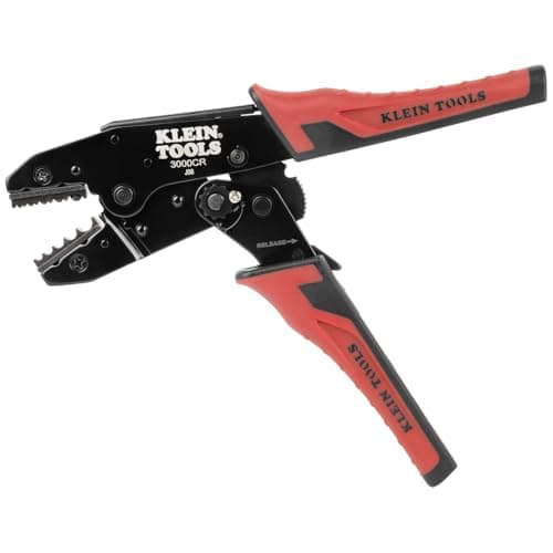 Image of Klein Tools 3006CR Crimping Tool for Non-Insulated Terminals, Ratcheting Crimper, 10 to 22 AWG Stranded Copper Wire, Full-Cycle, 5-Cavity