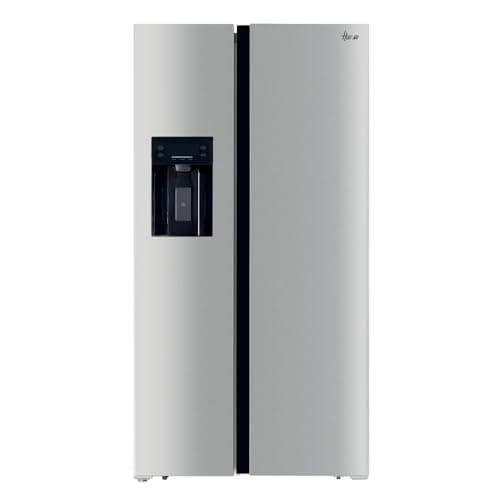 Image of Hoover Free Standing Side By Side Fridge Freezer, 2 Doors, No Frost, E Class, 556L Total Capacity, Water and Ice Non Plumbed Silver 91x70x178cm - HOSS3T918EIXK