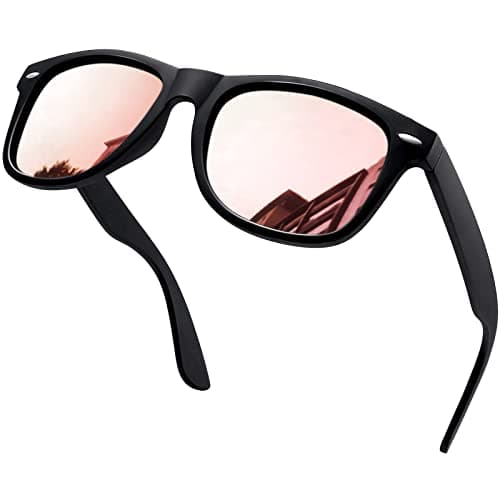 Image of KANASTAL Pink Sunglasses Womens Mirrored Polarised ladies Mens Blackout Protection UV for Driving Fashion Travel Outdoor Summer - Black Frame Pink Lenses