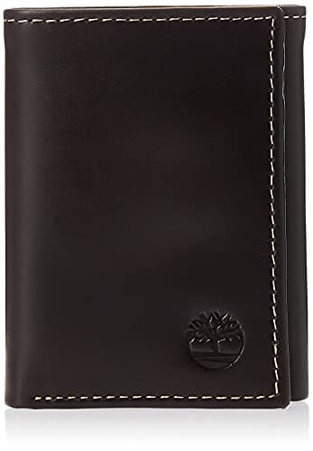 Image of Timberland Men's Leather Trifold Wallet with Id Window Tri-Fold, Brown (Cloudy), One Size