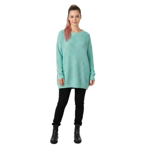 Image of HUBIBUBI Womens Oversized Chunky Jumper – Ladies Baggy Knitted Sweater, Thick Winter Pullover Top, Casual Warm Long Sleeve Knitwear Sizes S-3XL UK 8-26 Mint