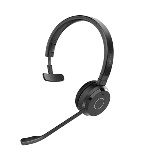 Image of Jabra Evolve 65 TE (3rd Edition 2025) Wireless Bluetooth Mono Headset with Mic, Connect to Two Devices, 16h Battery, Noise-Cancelling Microphone, USB-A Adapter, MS Teams Certified, Black