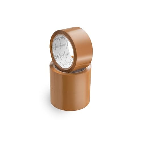 Image of REQUISITE NEEDS Heavy Duty Brown Packing Tape, 48mm x 66m, 3 Rolls, Tear Resistant Parcel Sealing Tape for Moving and Box Packaging